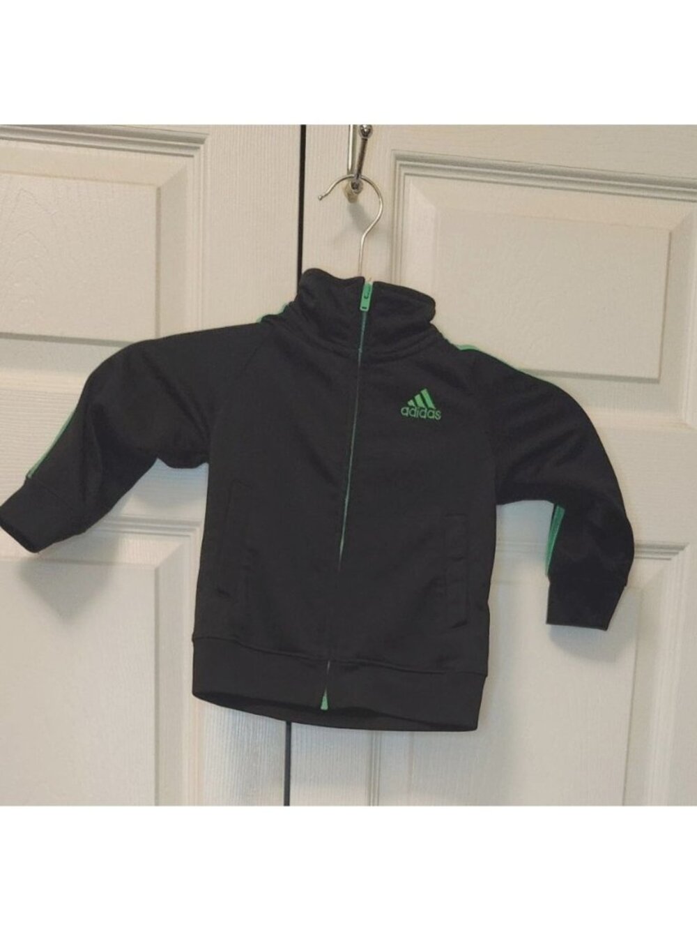 Toddler Boy Adidas Black Green Full Zip Track Jacket Size 18 Months